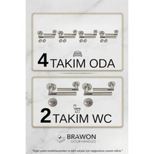 Brawon Vega Saten Nikel Paslanmaz Kapı Kolu Seti - 4 Takım Oda + 2 Takım Wc