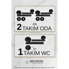 Brawon Vega Mat Siyah Titanyum Kaplama Paslanmaz Kapı Kolu Seti - 2 Takım Oda + 1 Takım Wc
