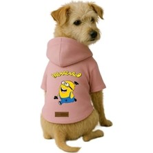 Calperia Baskılı Pembe Kapüşonlu Köpek ve Kedi Kıyafeti - S