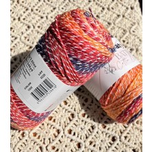 Papatya Batik Cotton Blend Örgü Ipi 2'li Turuncu-Kırmızı-Lacivert Geçişli
