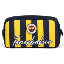 Fenerbahçe Lisanslı Klasik Çubuklu Kalemlik - Çift Bölmeli Sarı Lacivert Spor Kalem Çantası