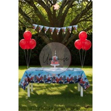 Umamiçe Örümcek Adam Mini Parti Seti – Masa Örtüsü + Flama + 10 Metalik Kırmızı Balon