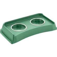 Sepetopia Çelik Hazneli 2li Kedi ve Köpek Mama Su Kabı - Yeşil