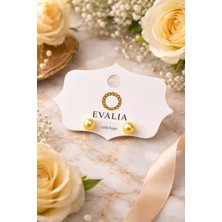 Evalia Inci Küpe - Sarı Inci Top Çelik Küpe 6mm