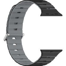 Alstrap Apple Watch 11-10 (46MM) 9 8 7 (45MM) 6 5 4 Se (44MM) Uyumlu Manyetik Silikon Kordon Çift Renk