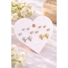 MentorAly Kadın Çoklu Küpe Seti | Minimal Taşlı & Figürlü Küpe Seti | Günlük & Kombin Küpe