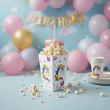 Umamiçe Unıcorn Parti Seti – 8'li Mısır Kutusu + 8'li Tabak Bardak + Masa Örtüsü