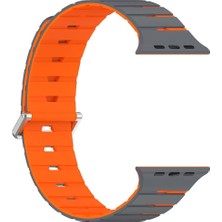 Alstrap Apple Watch 11-10 (46MM) 9 8 7 (45MM) 6 5 4 Se (44MM) Uyumlu Manyetik Silikon Kordon Çift Renk