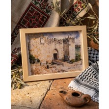 Zaytoon Duvar Tablosu Kudüs Şam Kapısı Ahşap Çerçeve 15x20 cm