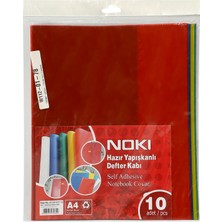 Noki 10’lu A4 Hazır Yapışkanlı Defter Kabı Çocuklar İçin Karışık Renklerde Dayanıklı ve Şeffaf