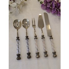 5 Parça Kristal Servis Seti Antik Gold