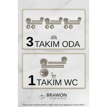 Brawon Vega Saten Paslanmaz Kapı Kolu Seti - 3 Takım Oda + 1 Takım Wc