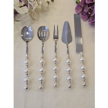 5 Parça Inci Servis Kaşık Seti Gümüş