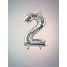 Umamiçe Sayı Balonları Gümüş 2 Rakam Balonu – 0'dan 9'a Tüm Rakamlar