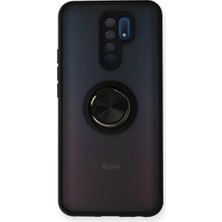 Akinco Xiaomi Redmi 9 Kılıf Montreal Yüzüklü Silikon Kapak - Siyah