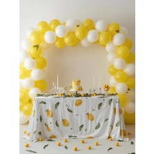 Umamiçe Limon Konseptli Metalik Parlak Balon - 10 Beyaz Balon - 10 Sarı Balon