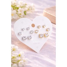 MentorAly Kadın Çoklu Küpe Seti | Minimal Taşlı & Figürlü Küpe Seti | Günlük & Kombin Küpe