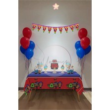 Umamiçe Brawl Stars Mini Parti Seti – Masa Örtüsü + Flama + 5 Metalik Mavi Balon + 5 Metalik Kırmızı Balon