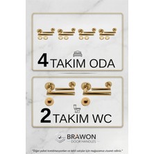 Brawon Vega Gold Titanyum Kaplama Paslanmaz Kapı Kolu Seti - 4 Takım Oda + 2 Takım Wc