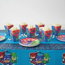 Umamiçe Pijamaskeliler Parti Seti – 8'li Mısır Kutusu + 8'li Tabak Bardak + Masa Örtüsü