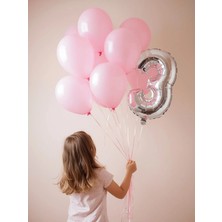 Umamiçe 3 Rakam Balon Seti – 40 Inç (100 Cm) Folyo Balon + 10 Adet Metalik Pembe Balon
