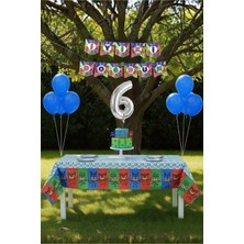 Umamiçe Pijamaskeliler Temalı 6 Yaş Doğum Günü Parti Seti – Masa Örtüsü + Banner + Balonlar