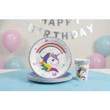 Umamiçe Unicorn Temalı Tabak ve Bardak 8'li Set