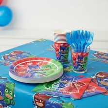 Umamiçe Pijamaskeliler Parti Seti – 25'li Mavi Çatal + 8'li Peçete + 8'li Tabak Bardak + Masa Örtüsü