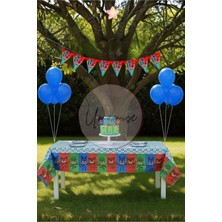 Umamiçe Pijamaskeliler Mini Parti Seti – Masa Örtüsü + Flama + 10 Metalik Mavi Balon
