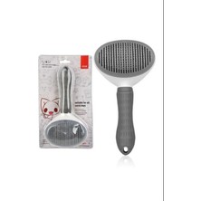 Sepetopia Pratik Temizleme Tuşlu Otomatik Kedi ve Köpek Tüy Bakım Fırçası - Gri