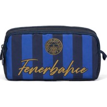 Fenerbahçe Lisanslı Lacivert Çubuklu Kalemlik - Çift Bölmeli Sarı Lacivert Okul Kalem Çantası