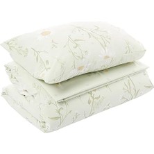 Adoz Shopping Laurel Çiçek DESENLI%100 Pamuk Nevresim Takımı, Yeşil, Tek Kişilik