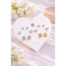 MentorAly Kadın Çoklu Küpe Seti | Minimal Taşlı & Figürlü Küpe Seti | Günlük & Kombin Küpe