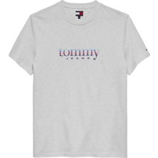 Tommy Hilfiger Tommy Hılfıger Erkek Logolu Pamuklu Bisiklet Yakalı  Şık Görünüşlü Günlük Kullanıma Uygun Gri T-Shirt DM0DM22333 P08