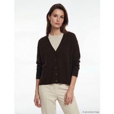 LC Waikiki Lcw Modest Kahverengi V Yaka Kadın Triko Hırka