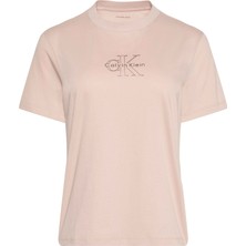 Calvin Klein Calvın Kleın Kadın Marka Logolu Günlük Kullanıma Uygun Açık Turuncu T-Shirt LV047D873G 3t3