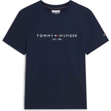 Tommy Hilfiger Tommy Hılfıger Erkek Marka Logolu Organik Pamuklu Günlük Kullanıma Uygun Lacivert T-Shirt MW0MW11797 Dcc