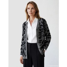 LC Waikiki Lcw Grace Siyah V Yaka Desenli Kadın Triko Hırka