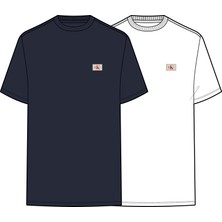 Calvin Klein Calvın Kleın Erkek Marka Logolu Günlük Kullanıma Uygun Beyaz-Lacivert T-Shirt LV04RD248G 2gy
