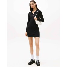 Tommy Hilfiger Tommy Hılfıger Kadın Marka Logolu Günlük Kullanıma Uygun Siyah Elbise DW0DW22183 Bds