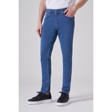 Morven  Erkek Mavi Denim 5 Cep Slim Fit Jean