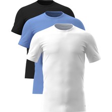 Calvin Klein Calvın Kleın Erkek Marka Logolu Günlük Kullanıma Uygun Siyah-Mavi-Beyaz T-Shirt LV00NB4185 4oy