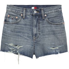 Tommy Hilfiger Tommy Hılfıger Kadın Marka Logolu Günlük Kullanıma Uygun Denim Jeans Mavi Şort DW0DW22690 1AB