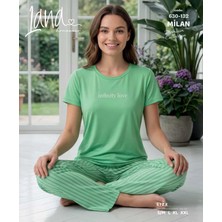 Kadın Kısa Kollu Milan Kumaş Pijama Takımı
