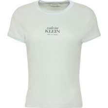 Calvin Klein Calvın Kleın Kadın Marka Logolu Günlük Kullanıma Uygun Mint T-Shirt LV047F240G 3q0