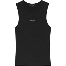 Tommy Hilfiger Tommy Hılfıger Kadın Marka Logolu Günlük Kullanıma Uygun Siyah T-Shirt DW0DW22282 Bds