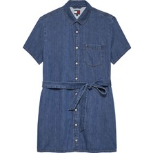 Tommy Hilfiger Tommy Hılfıger Kadın Marka Logolu Günlük Kullanıma Uygun Denim Mavi Elbise DW0DW22787 1A5