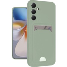 Akinco Samsung Galaxy A16 5g Kılıf Kelvin Kartvizitli Silikon - Açık Yeşili