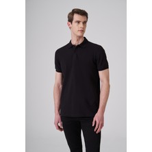 Morven  Erkek Siyah Basic Polo Yaka Dynamic Fit T-Shirt