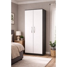 T Designo Açelya Giyinme Dolabı - Çok Amaçlı Dolap - Gardırop 80  cm -2 Kapaklı